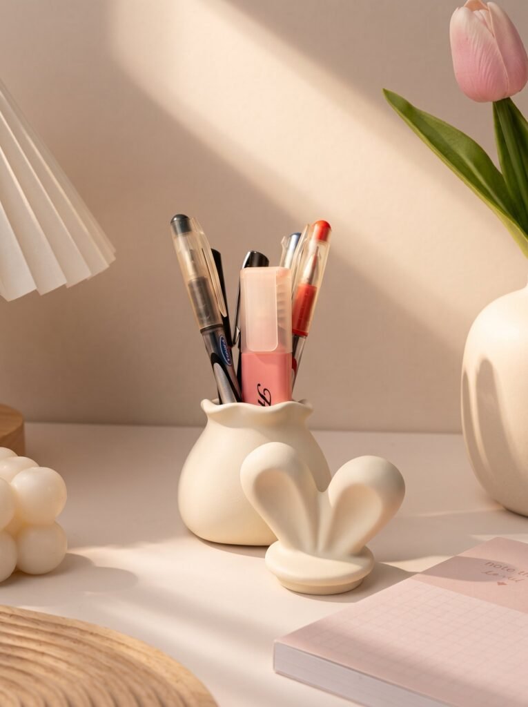 Concrete pen holder bunny simple